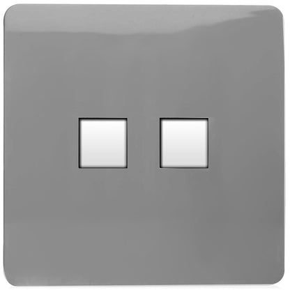 Trendi Artistic Modern Glossy Tactile Telephone Socket + Cat 5e&Cat 6 RJ45 PC Socket Light Grey