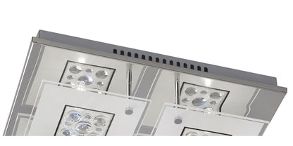 Diyas Cosmic Flush  Square 4 Light G9 Polished Chrome/Glass/Crystal Ceiling Light Fitting
