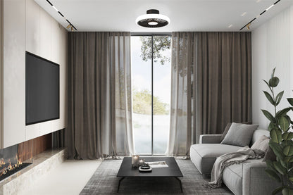 Turbo 51.2cm 55W LED Dimmable Ceiling Light With Built-In 30W DC Reversible Fan, Black, 4100lm, 5yrs Warranty