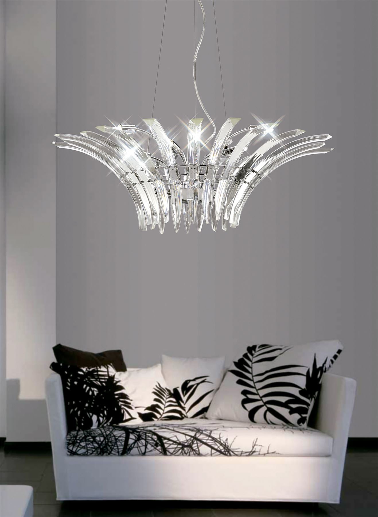 Diyas Sinclair  9 Light G9 Polished Chrome Ceiling Pendant Light Fitting
