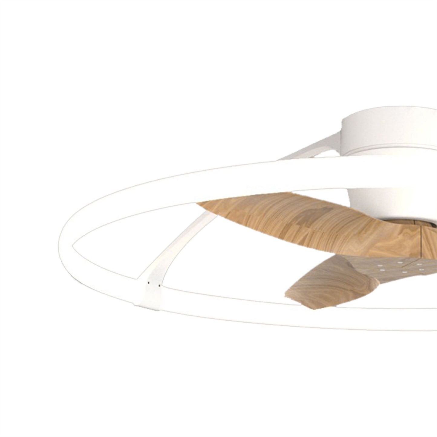 Nepal 105cm 75W LED Dimmable Ceiling Light With Built-In 35W DC Reversible Fan, White/Wood Finish c/w Remote, APP & Alexa/Google Voice Control, 7200lm