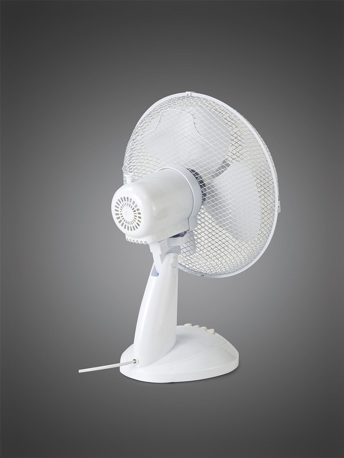 Airo 40W 12 Inch 3 Speed Oscillating Desk Fan in White