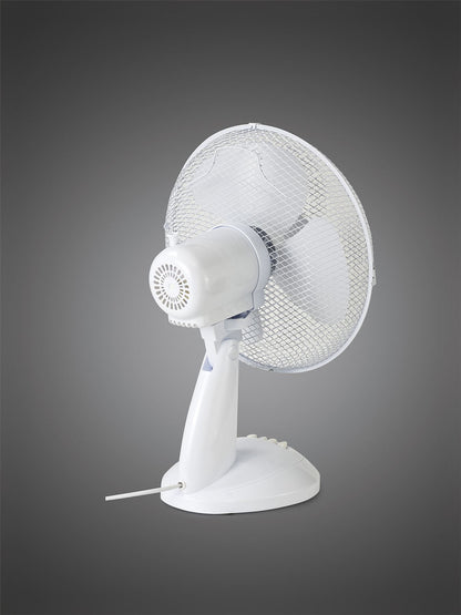 Airo 40W 12 Inch 3 Speed Oscillating Desk Fan in White