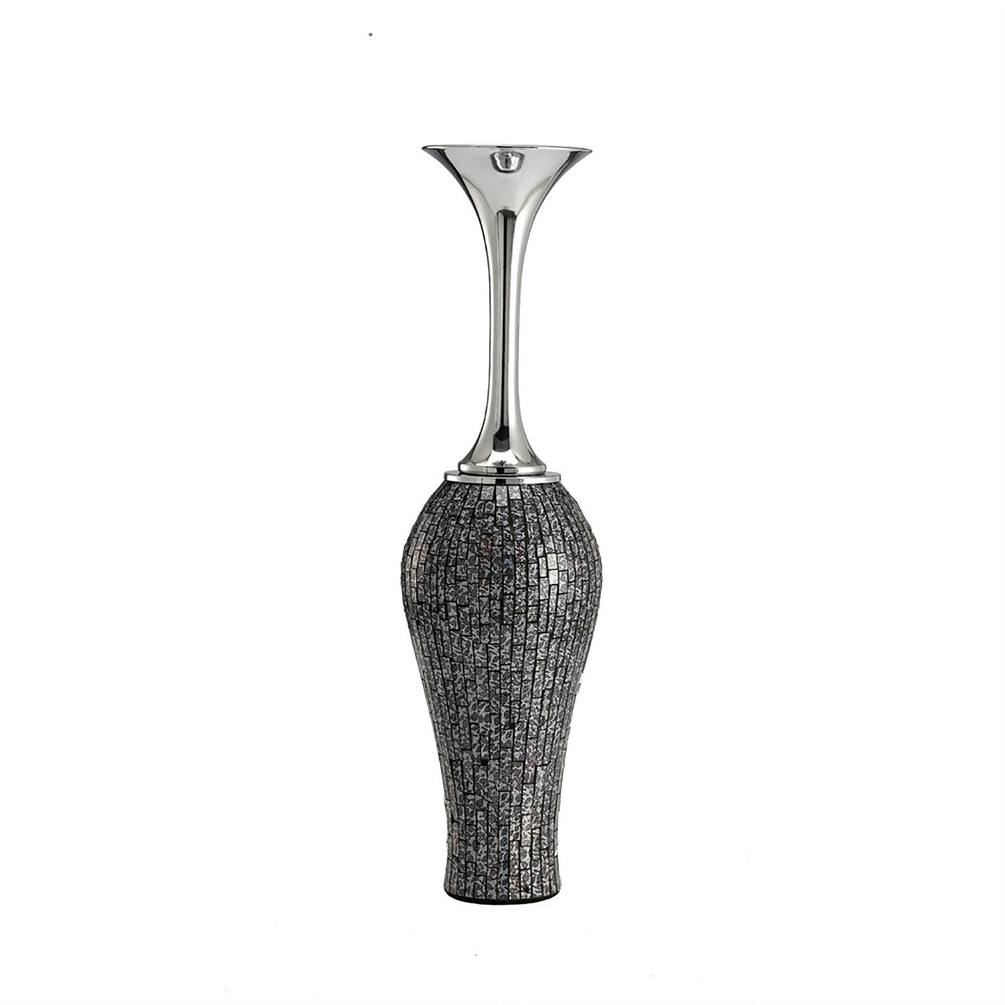 Diyas Home (DH) Silvia Mosaic Vase Black/Chrome Mosaic