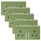 Trendi 2 Gang Artistic Modern Glossy 13 Amp Switched Tactile Plug Socket Moss Green (5 Pack)