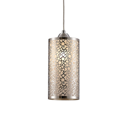 Deco Charon Single Circle Pattern Pendant 1 Light E27 Polished Chrome