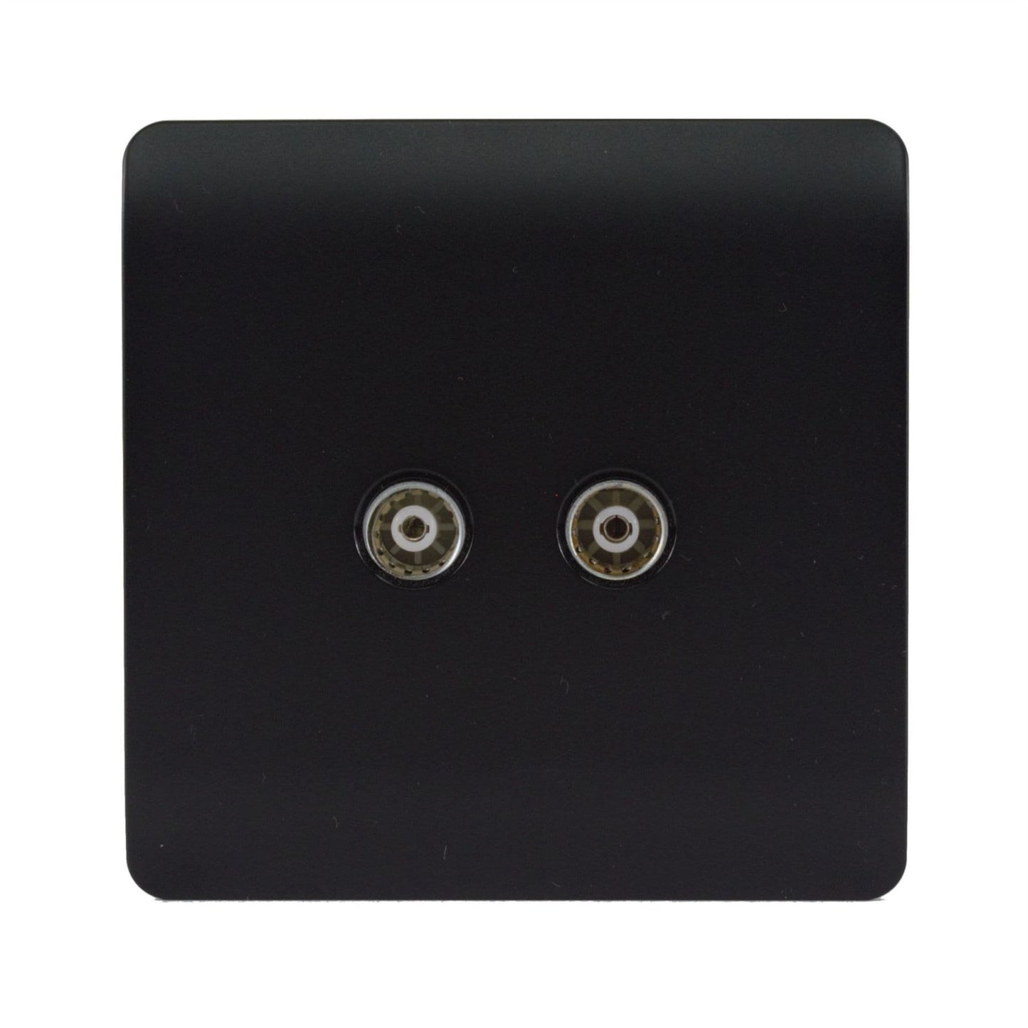 Trendi Artistic Modern 2 Gang TV Socket in Matt Black Soft Touch - ART-2TVSSTB