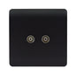 Trendi Artistic Modern 2 Gang TV Socket in Matt Black Soft Touch - ART-2TVSSTB