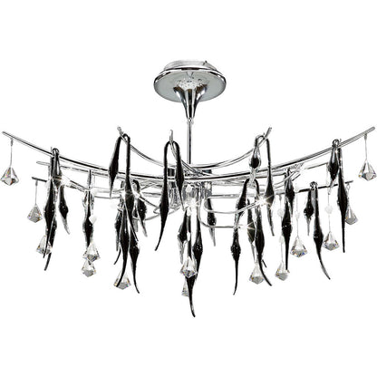 Diyas Cygnet  Oval 11 Light G4 Polished Chrome/Black Glass/Crystal, NOT LED/CFL Compatible Ceiling Pendant Light Fitting