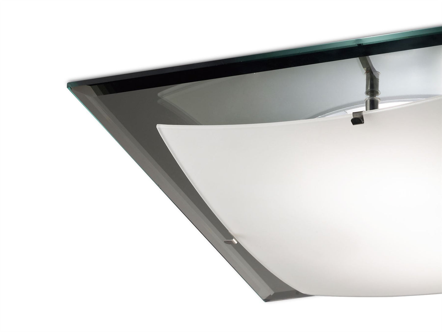 Deco Brooklyn Ceiling Light, 420mm Square, 3 Light E27 Frosted/Smoked Mirror