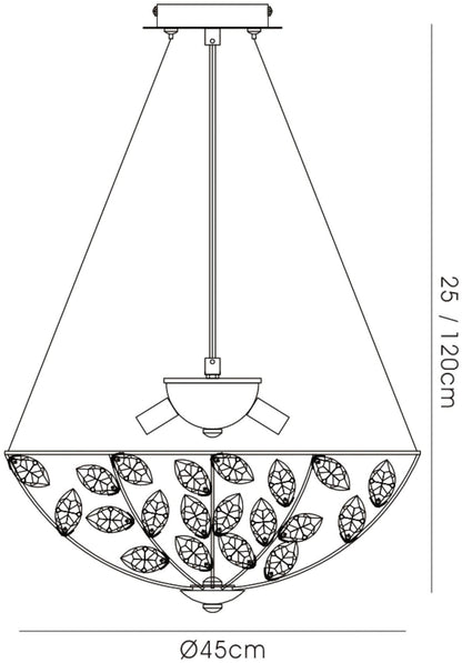 Diyas Galilea 45cm  6 Light G9 Polished Chrome/Crystal Ceiling Pendant Light Fitting