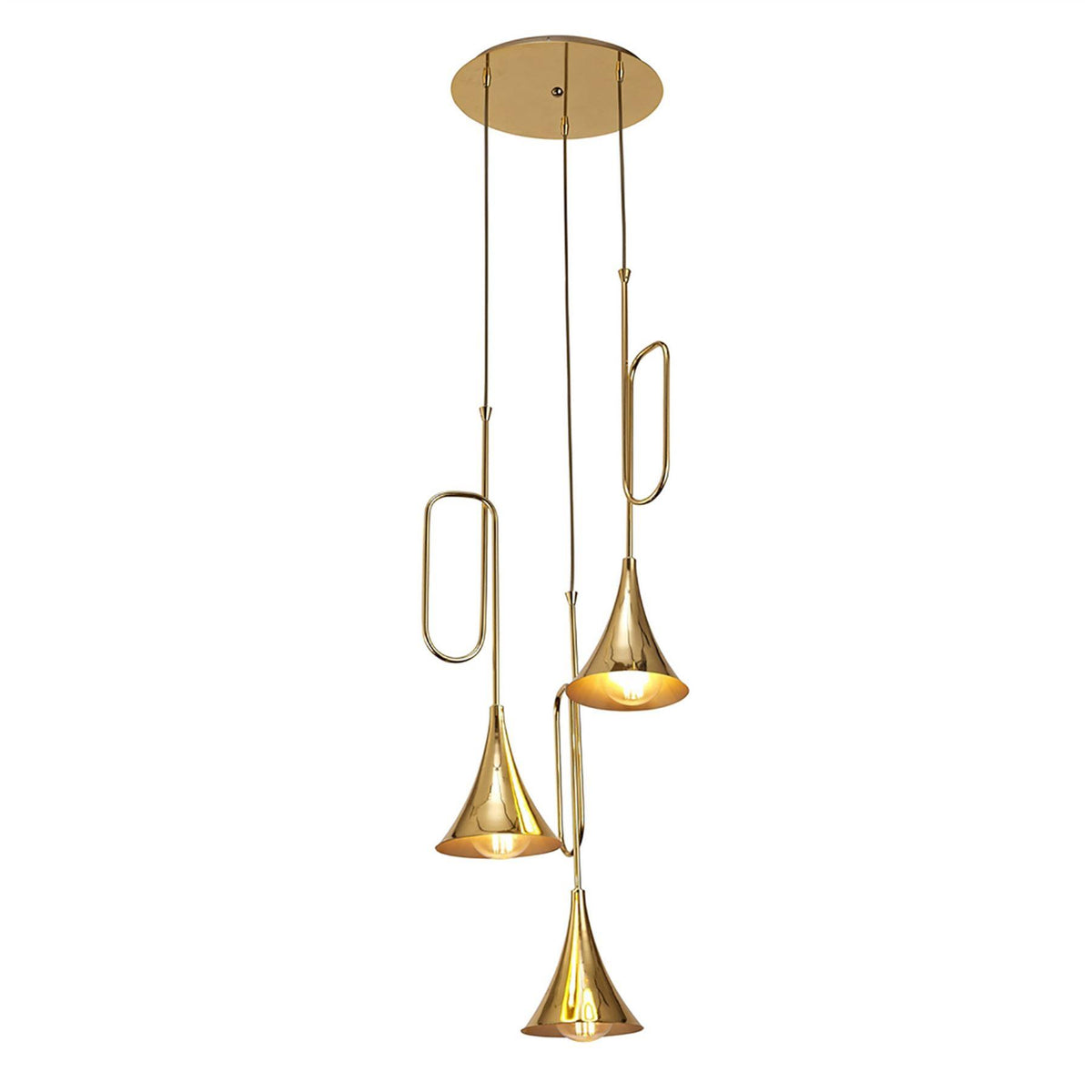 Mantra Jazz Oro M5896 Jazz Pendant, 44cm Round, 3 x E27 (Max 20W), Polished Gold