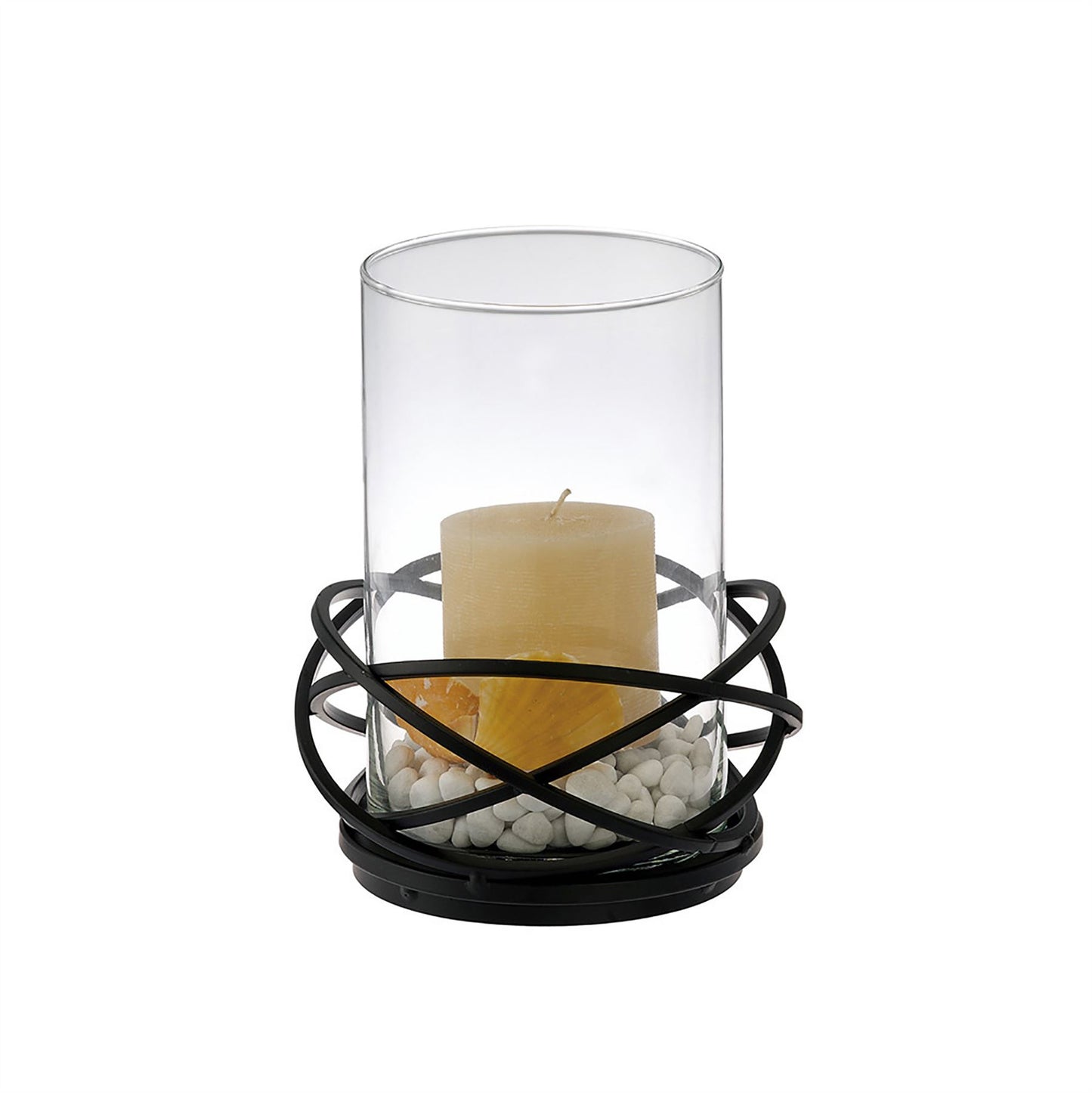 Diyas Home (DH) Oriana Candle Holder 9Cm Black/Clear Glass Art