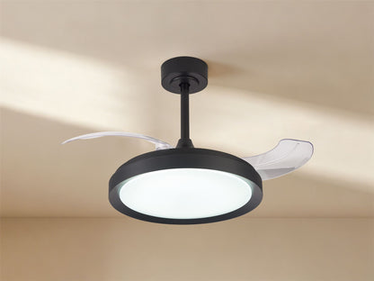 Mistral Mini 45cm 40W LED Dimmable Ceiling Light With Built-In 28W DC Fan, 2700-5000K Remote Control, 2500lm, Black, 5yrs Warranty