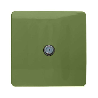 Trendi 1 Gang Artistic Modern Glossy Screwless Television Satellite Socket Moss Green