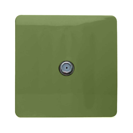 Trendi 1 Gang Artistic Modern Glossy Screwless Television Satellite Socket Moss Green