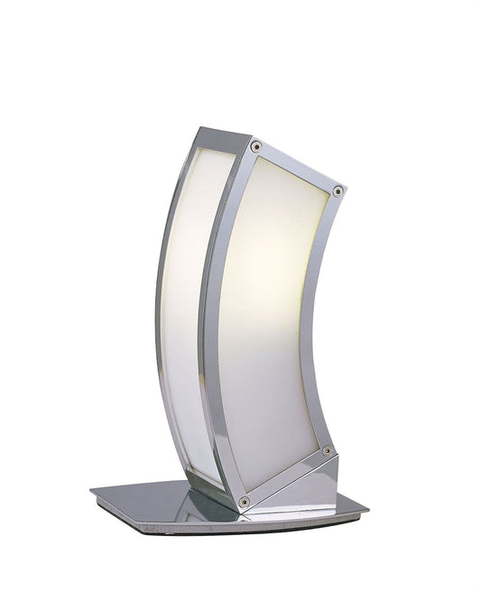 Mantra Duna GU10 Table Lamp 1 Light L1/SGU10, Polished Chrome/White Acrylic, CFL Lamps INCLUDED