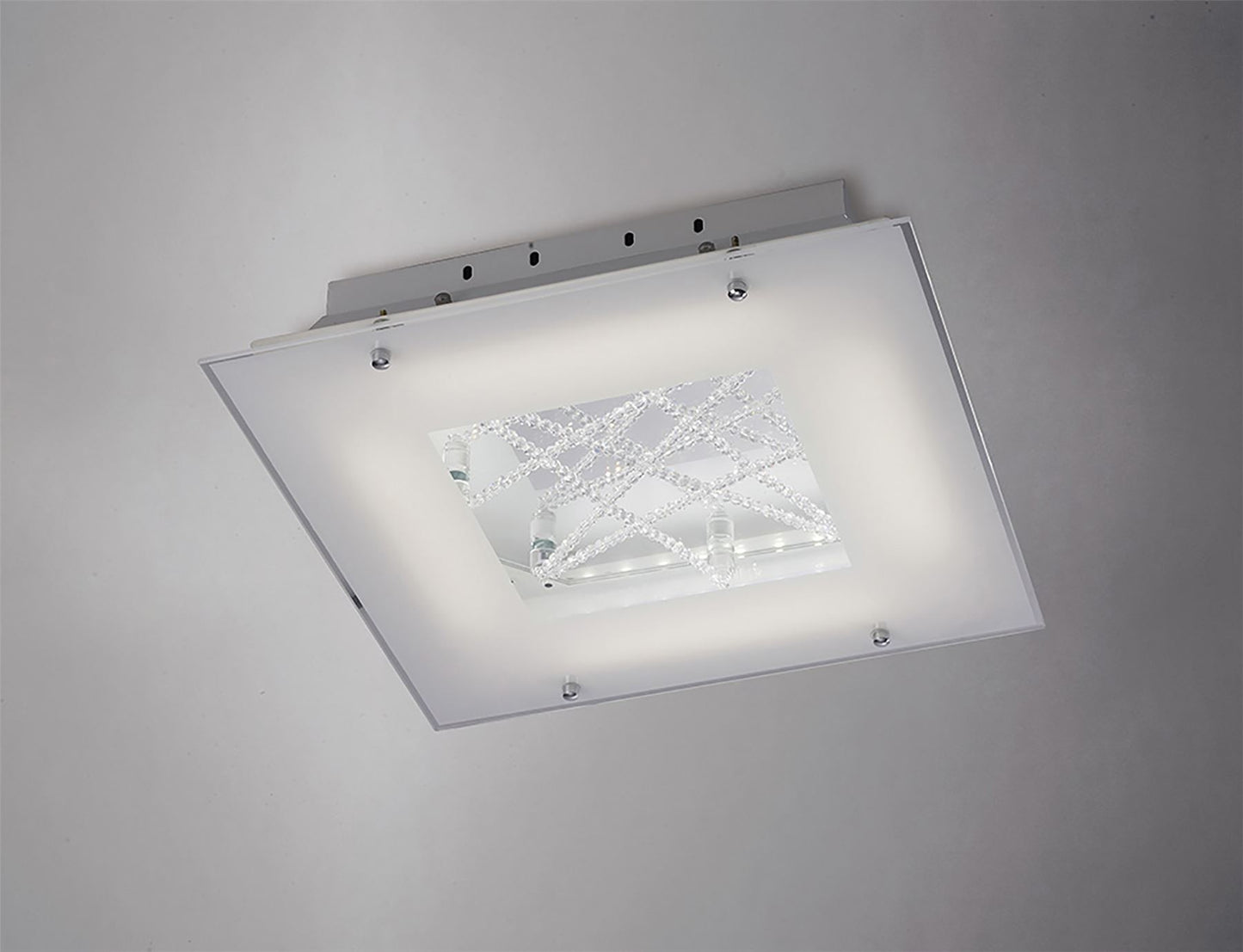 Diyas Felix Square Flush  16W LED 3600K Polished Chrome/Crystal, 3yrs Warranty Crystal Ceiling Light Fitting