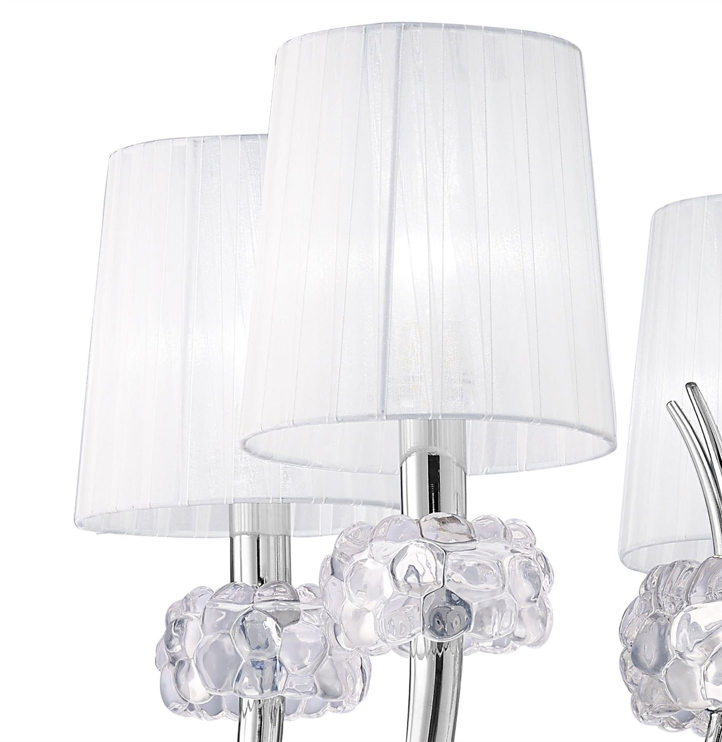 Mantra M4631 Loewe Pendant 5 Light E14, Polished Chrome with White Shades
