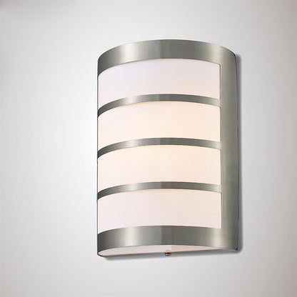 Deco Clayton Flush Wall Light 1 Light E27 IP44 Exterior Louvre Design Stainless Steel/Opal
