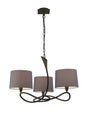 Mantra M3686 Lua Pendant 3 Light E27, Ash Grey with Ash Grey Shades