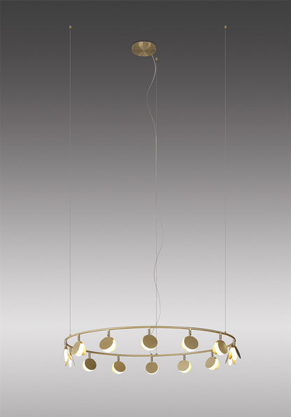 Mantra Shell 106cm 14 Light Pendant, Round, 60W LED, 3000K, 3180lm, Gold, 3yrs Warranty