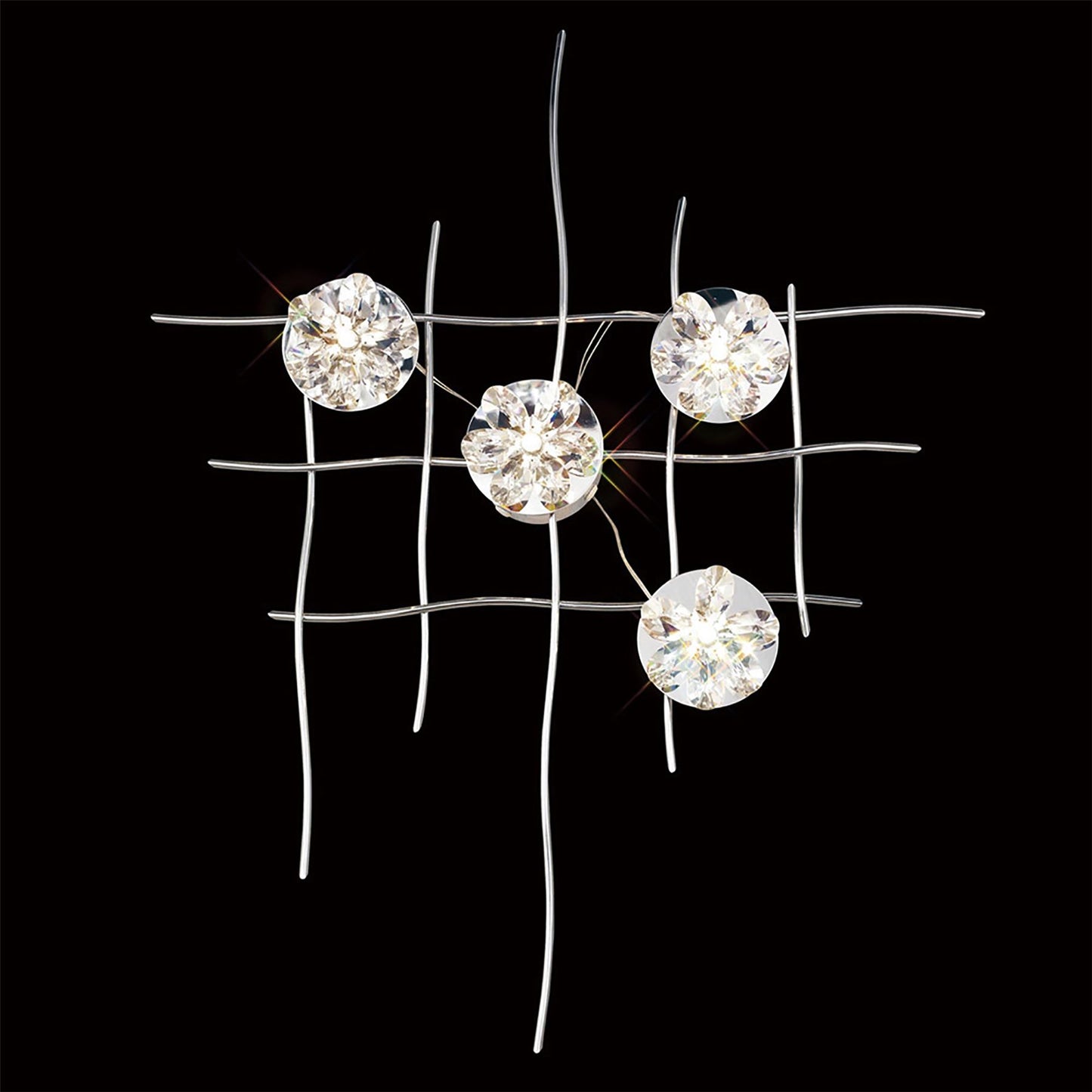 Diyas Home (DH) Aviance Illuminated Small Switched 4 Light G4 Wall Light Art Polished Chrome/Crystal, NOT LED/CFL Compatible