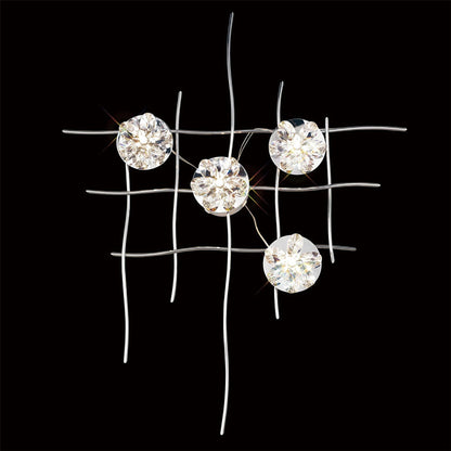 Diyas Home (DH) Aviance Illuminated Small Switched 4 Light G4 Wall Light Art Polished Chrome/Crystal, NOT LED/CFL Compatible
