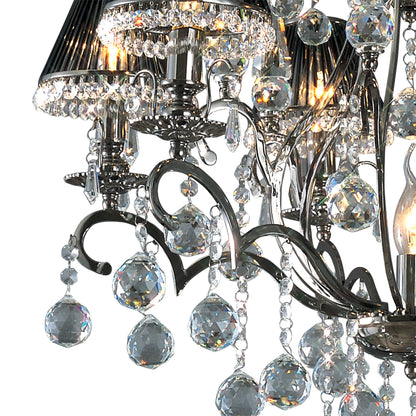 Diyas Pescara 65cm  Round 7 Light E14 Black Chrome/Crystal Ceiling Pendant Light Fitting