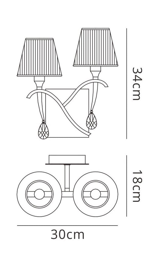 Mantra Siena Wall Light Switched 2 Light E14, Polished Chrome with Black Shades and Black Crystal