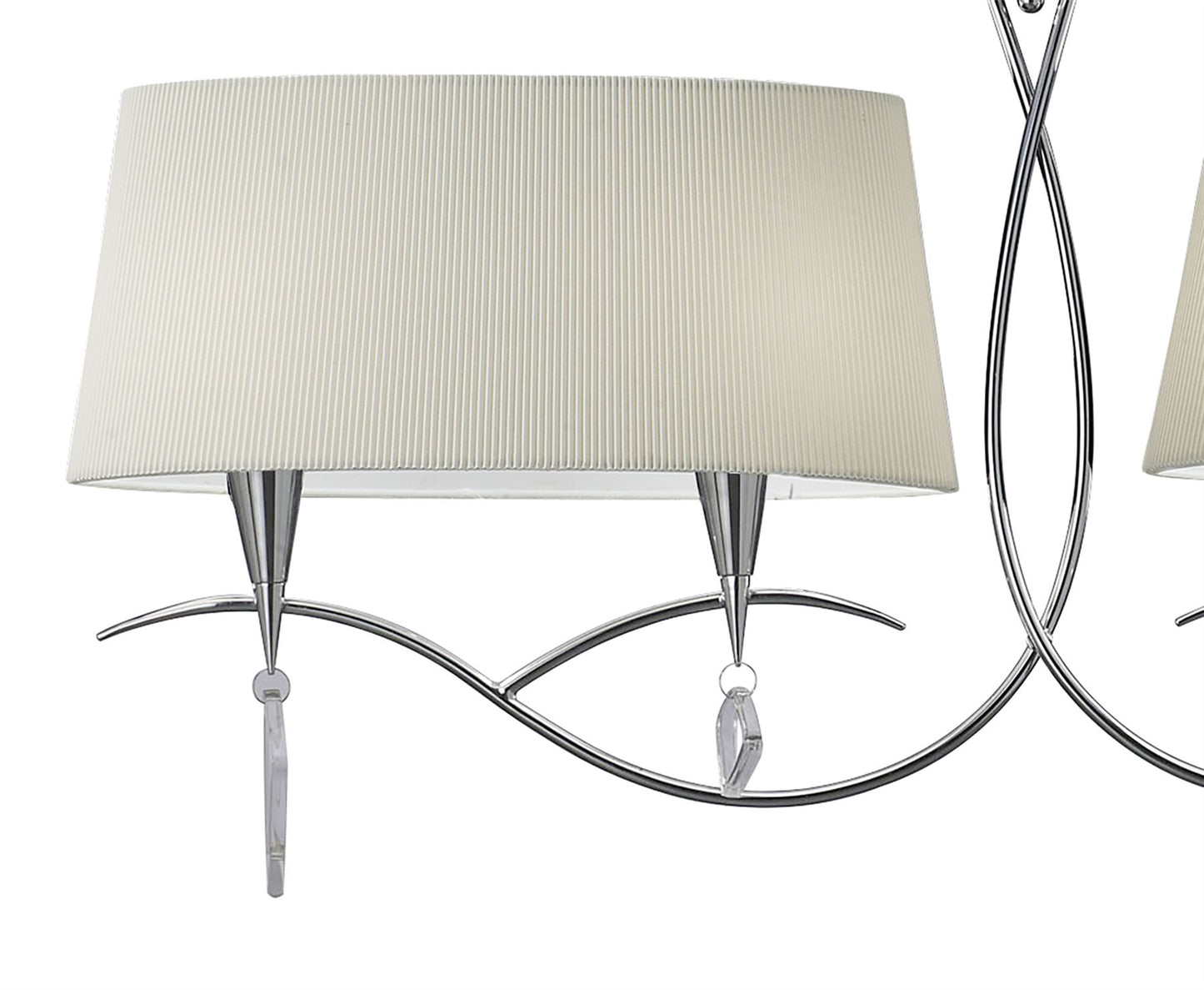 Mantra M1642 Mara Linear Pendant 2 Arm 4 Light E14, Polished Chrome with Ivory White Shades