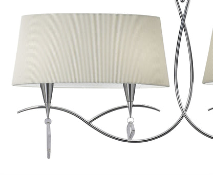 Mantra M1642 Mara Linear Pendant 2 Arm 4 Light E14, Polished Chrome with Ivory White Shades