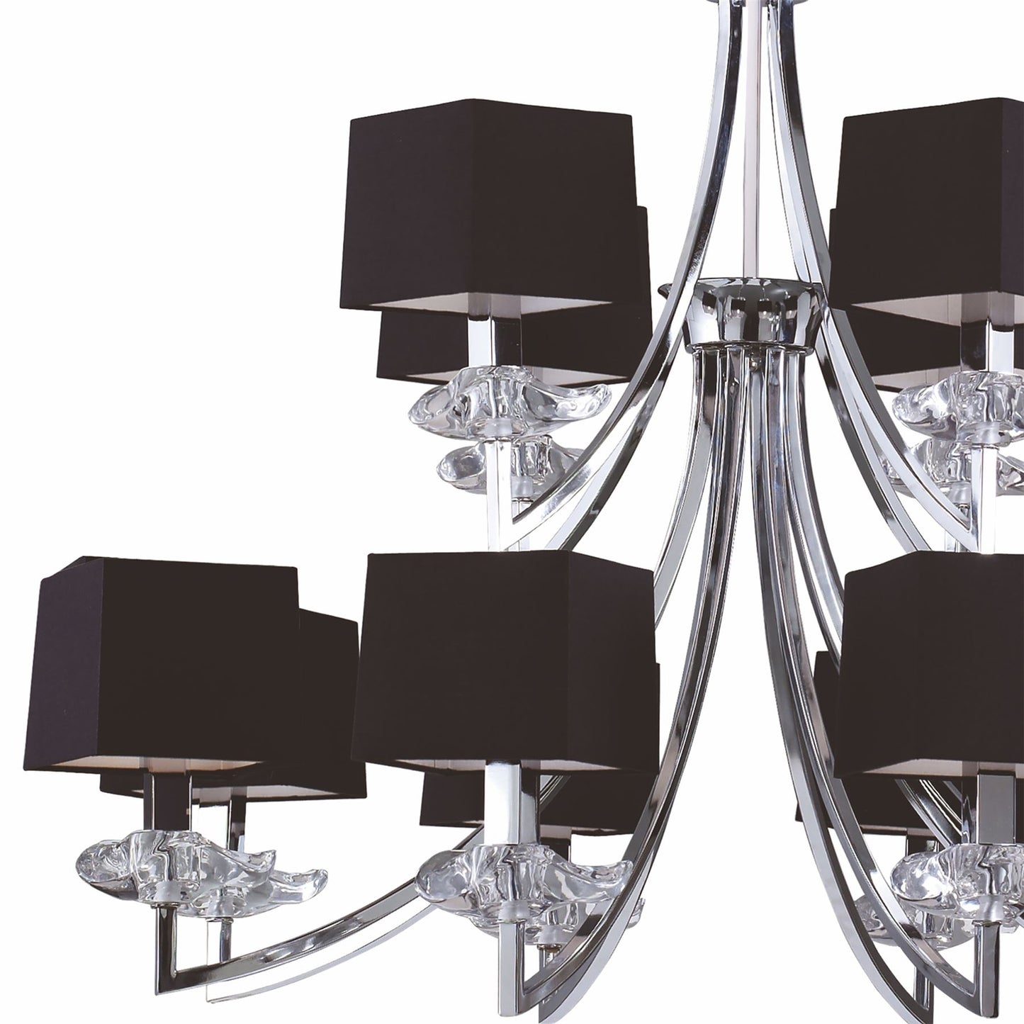 Mantra M0792 Akira Pendant 2 Tier 12 Light E14, Polished Chrome with Black Shades