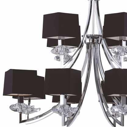 Mantra M0792 Akira Pendant 2 Tier 12 Light E14, Polished Chrome with Black Shades