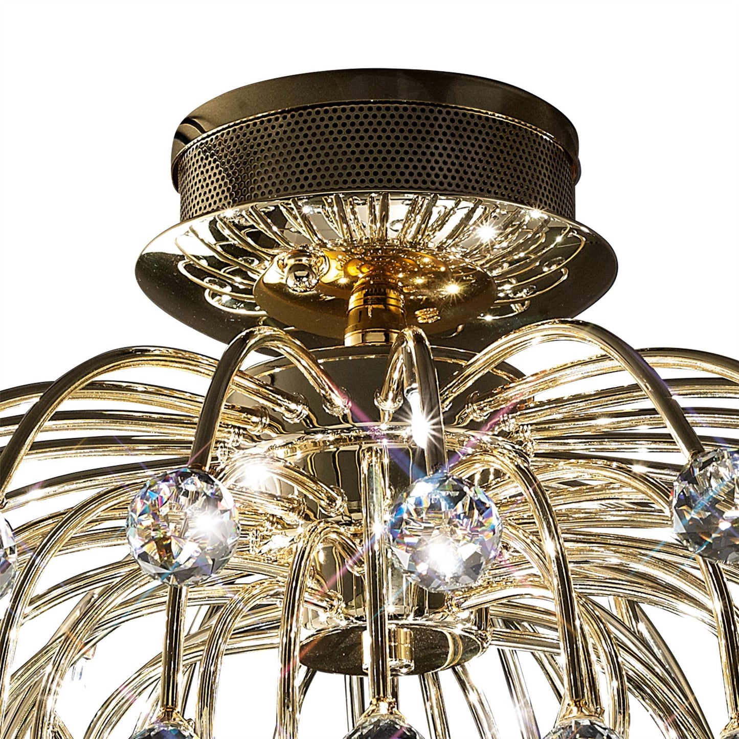 Diyas Xeena 60cm  10 Light G4 French Gold/Crystal, NOT LED/CFL Compatible Ceiling Light Fitting
