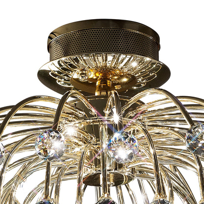 Diyas Xeena 60cm  10 Light G4 French Gold/Crystal, NOT LED/CFL Compatible Ceiling Light Fitting