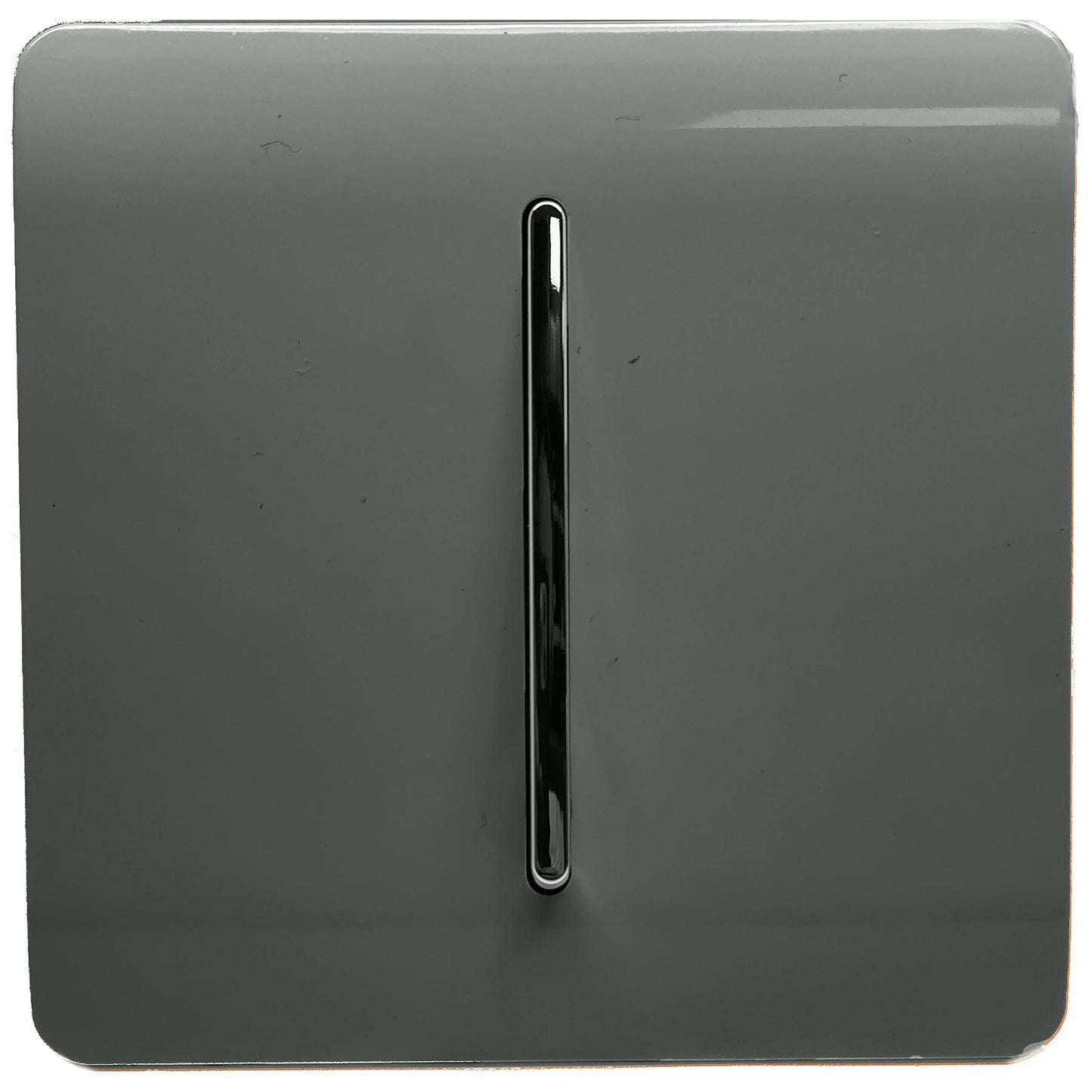 Trendi 1 Gang 2 Way 240V Screwless Artistic Modern Glossy 10 Amp Chrome Rocker Electrical Wall Light Switch in Charcoal Grey ( 3 pack)