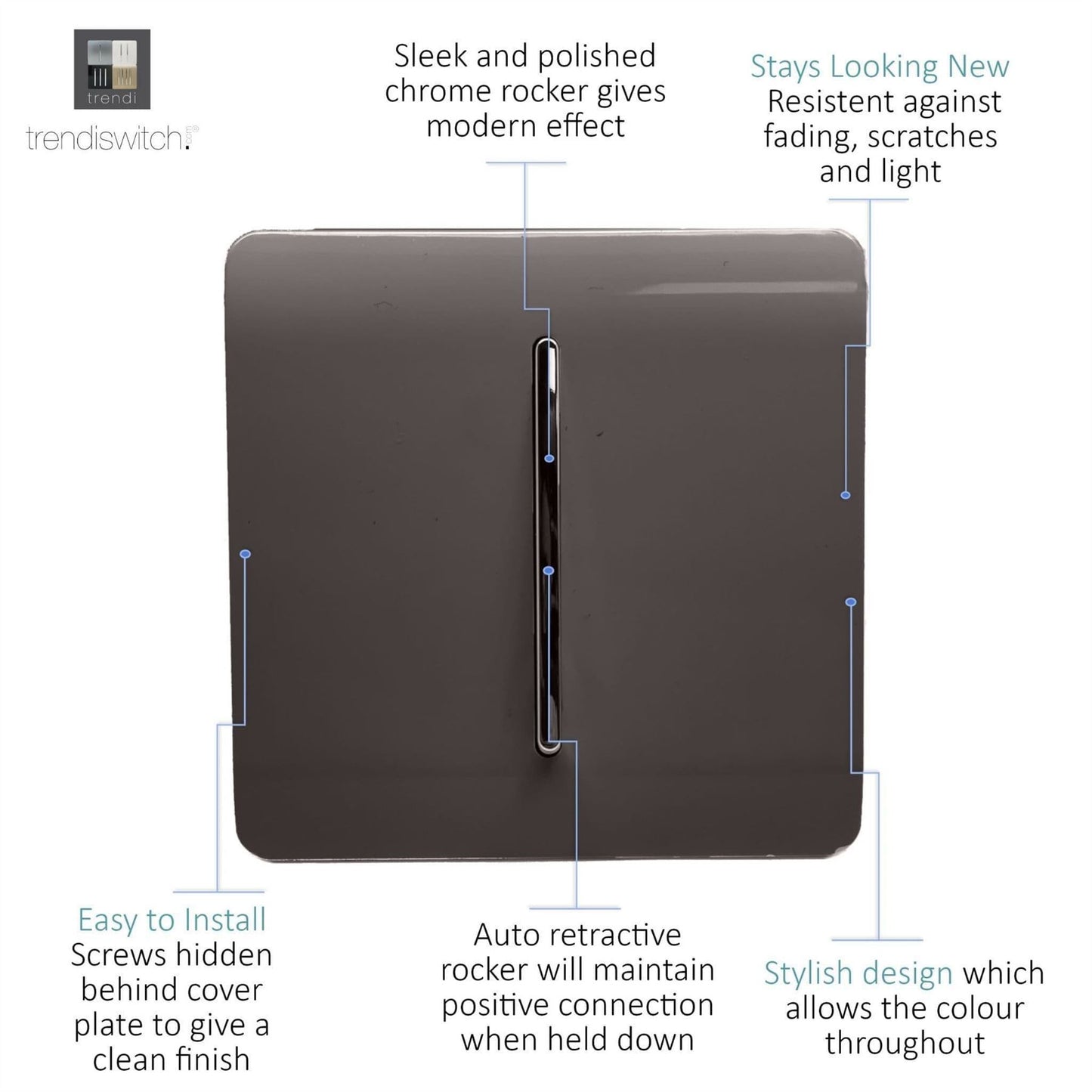 Trendi Artistic Modern Glossy  Home Automation Switch Dark Brown