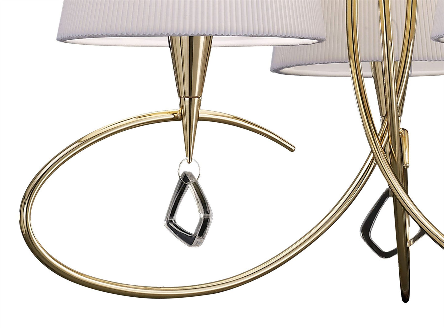 Mantra Mara 64cm Pendant 3 Light E14, French Gold with Ivory White Shades