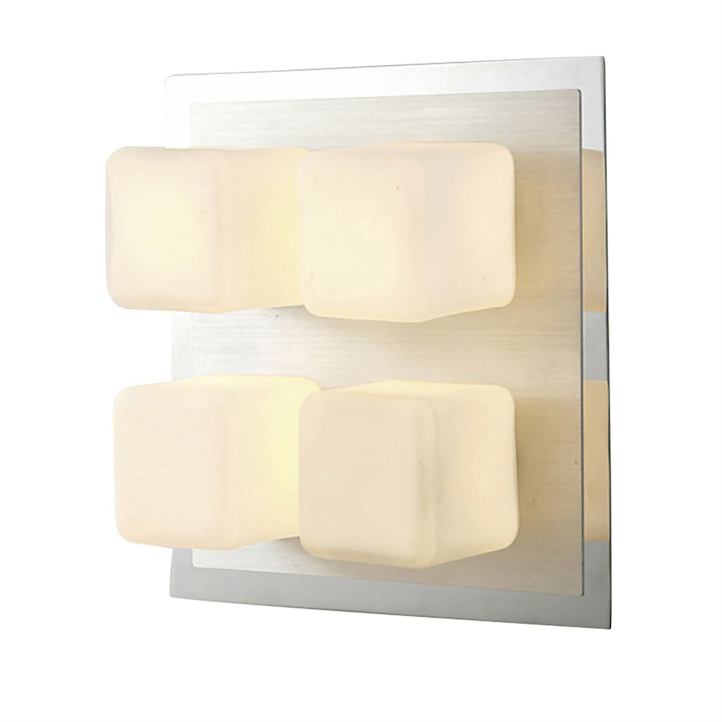 Diyas IP44 Cube Flush  4 Light G9 Polished Chrome & Aluminium/Opal Glass Ceiling Light Fitting