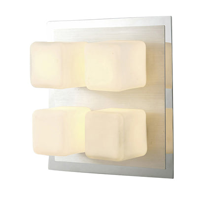 Diyas IP44 Cube Flush  4 Light G9 Polished Chrome & Aluminium/Opal Glass Ceiling Light Fitting