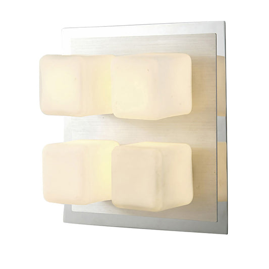 Diyas IP44 Cube Flush  4 Light G9 Polished Chrome & Aluminium/Opal Glass Ceiling Light Fitting