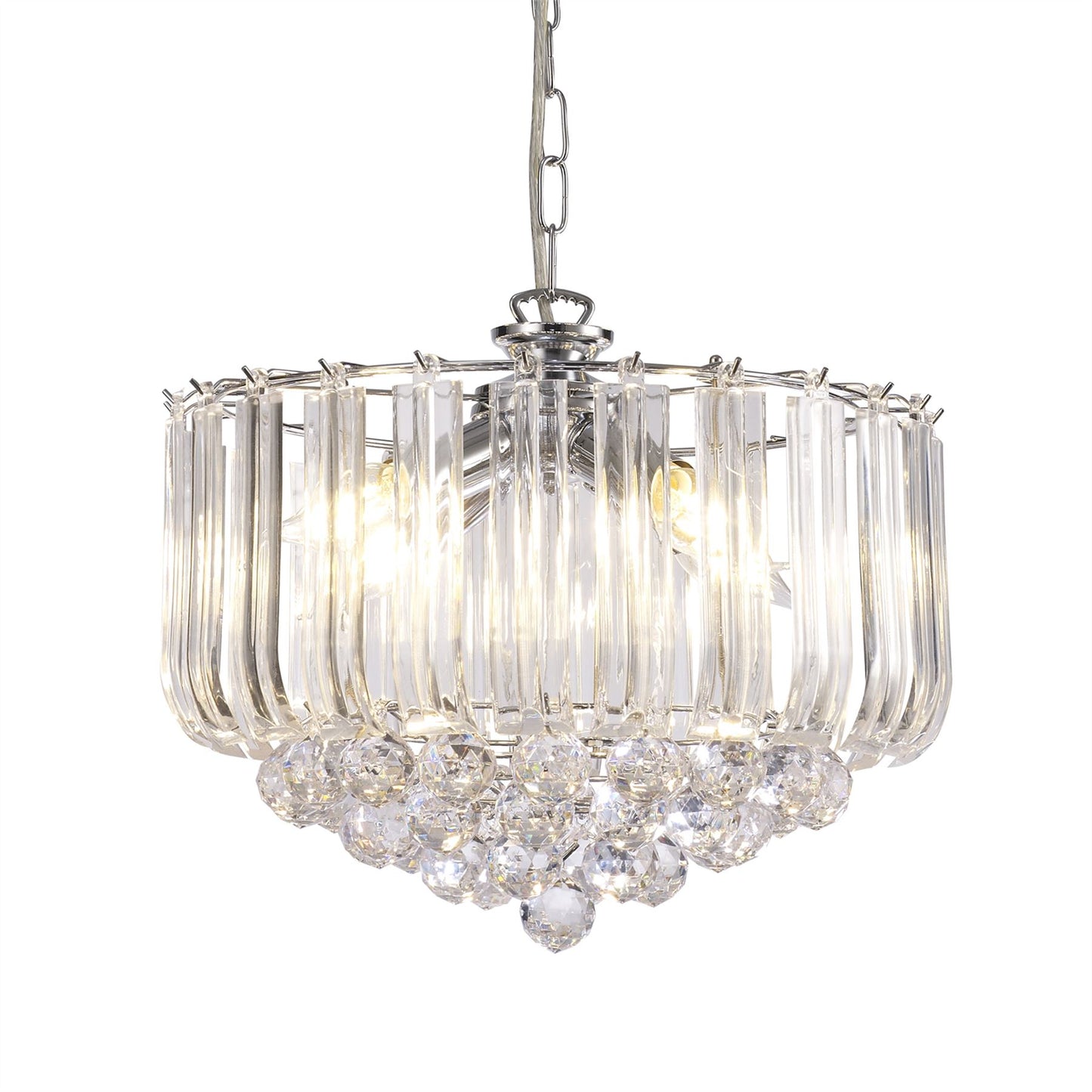 Deco Lana Pendant with Acrylic Spheres, 3 Light E14 Polished Chrome Finish