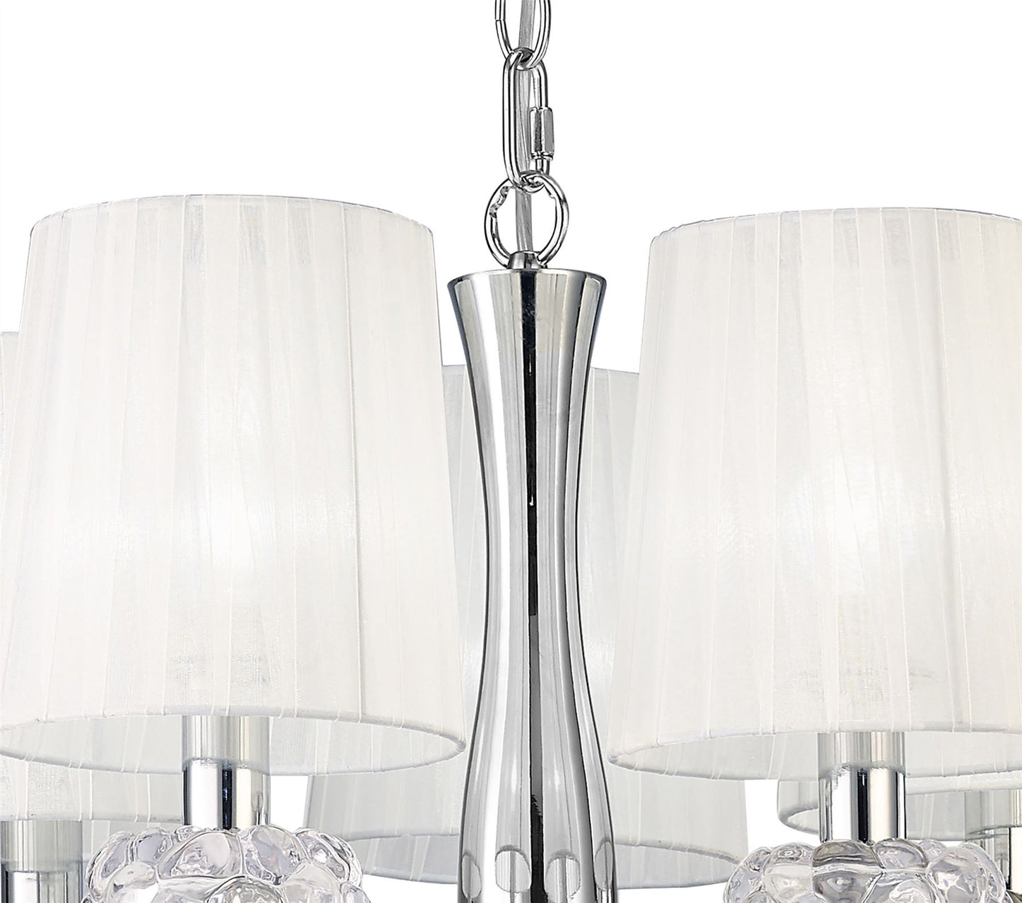 Mantra Loewe Slim Pendant 5 Light E14, Polished Chrome with White Shades