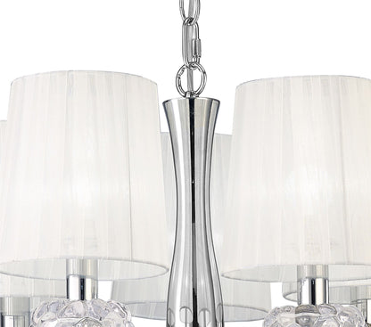 Mantra Loewe Slim Pendant 5 Light E14, Polished Chrome with White Shades