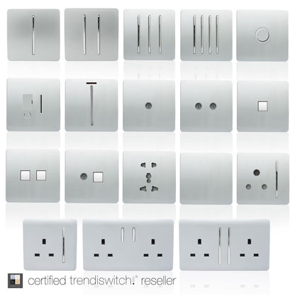 Trendi 2 Gang 3 Way Intermediate Artistic Modern Glossy 10 Amp Rocker Light Switch Silver