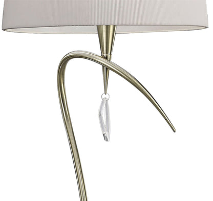 Mantra Mara Floor Lamp 4 Light E27, Antique Brass with Ivory White Shade