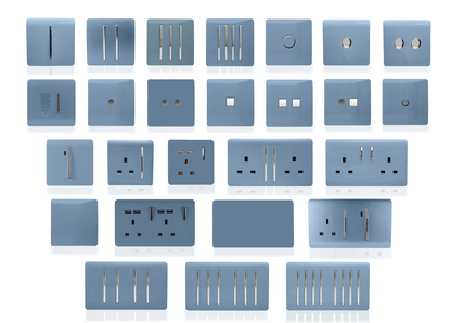 Trendi 2 Gang Artistic Modern Glossy 13 Amp Switched Tactile Plug Socket Sky (5 Pack)