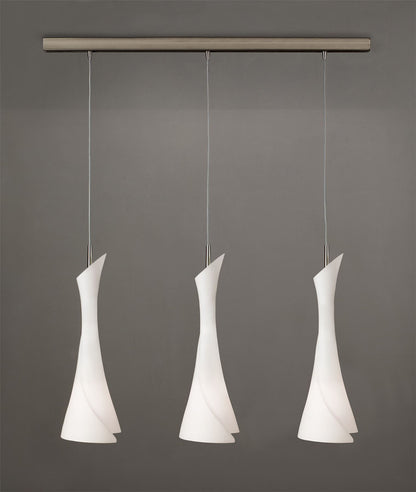 Mantra M0771 Zack Linear Pendant 3 Light E27 Line, Satin Nickel