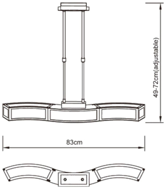 Mantra Duna E27 Linear Pendant 3 Light L1 Bar, Polished Chrome, White Acrylic, CFL Lamps INCLUDED